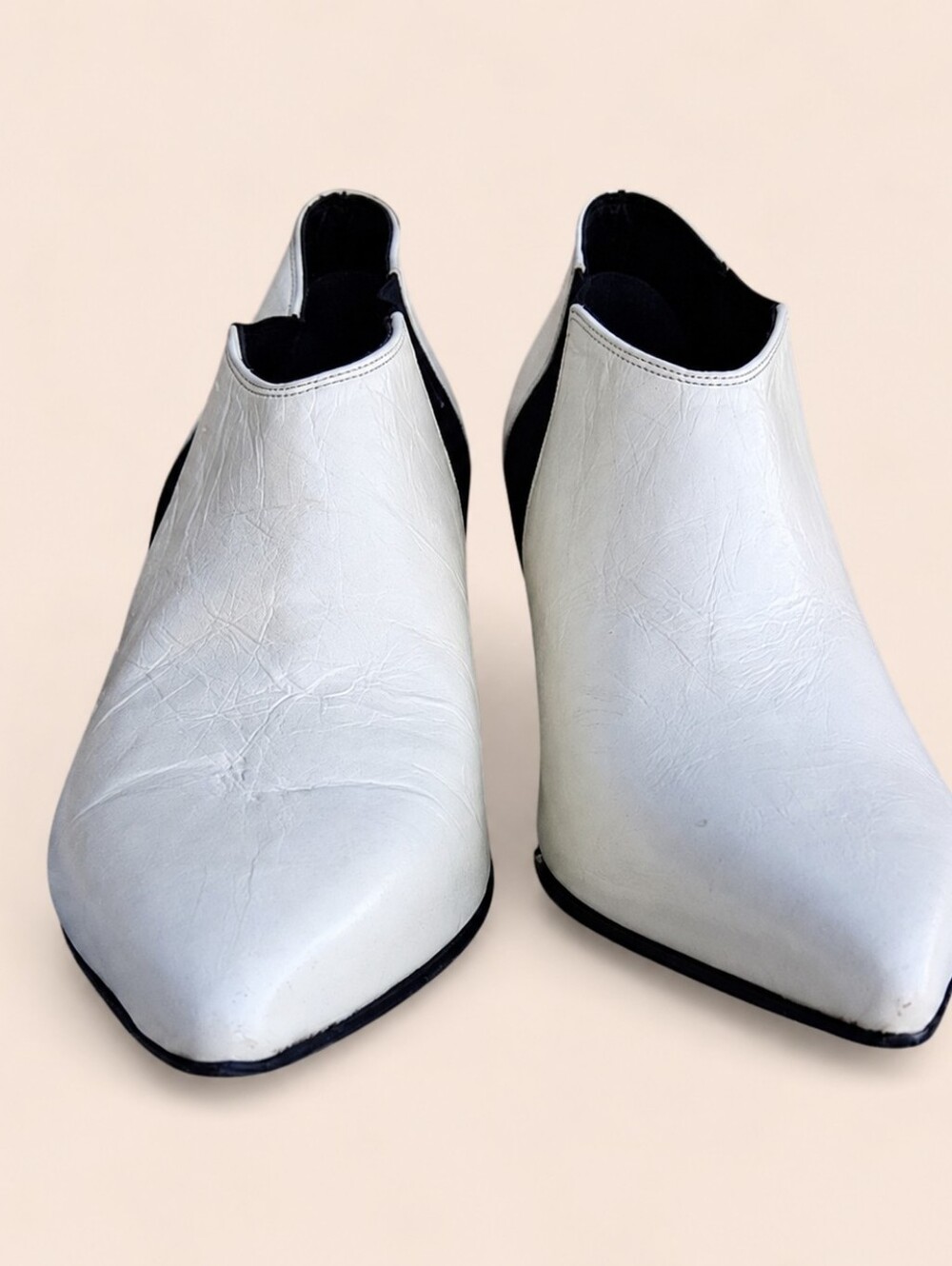 Rag & Bone BEHA Chelsea Booties 38 US 8.5 Ivory Leather Stiletto Heels - Picture 6 of 15